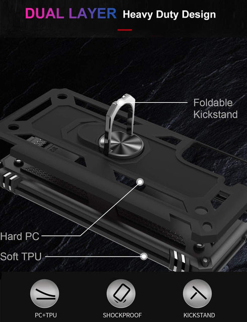 IKAZZ for Galaxy S21 Plus Case, Military Grade Shockproof Heavy Duty with Magnetic Kickstand, Black