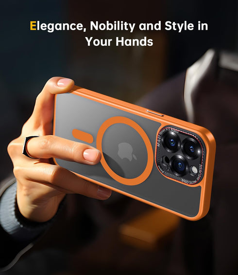 JUESHITUO iPhone 15 Pro Case, Orange, 6.1", Mil-Grade Shockproof, Translucent Matte, MagSafe & Camera Lens Protection.