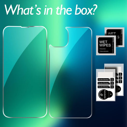 iPhone 13 Pro Glass Protector - Front & Back Tempered Glass Screen Protector for 6.1" iPhone 13 Pro.
