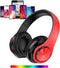 Wireless Bluetooth Headphones with Colorful LED Lights - Built-in Mic, Foldable, Wired HiFi Stereo for Classroom/Home
