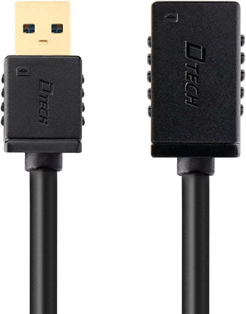DTECH USB 3.0 Extension Cable, 10ft Type A Male to Female Adapter with Gold Plated Connector, Black, 10 Feet