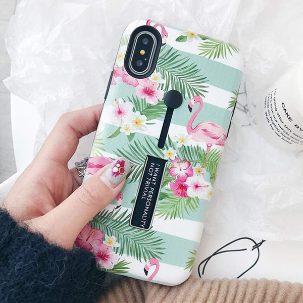 Compatible with iPhone XR Case, 3D Embossed Pink Flowers Gray Shell Design, Rugged Shockproof Case (Flamingo)