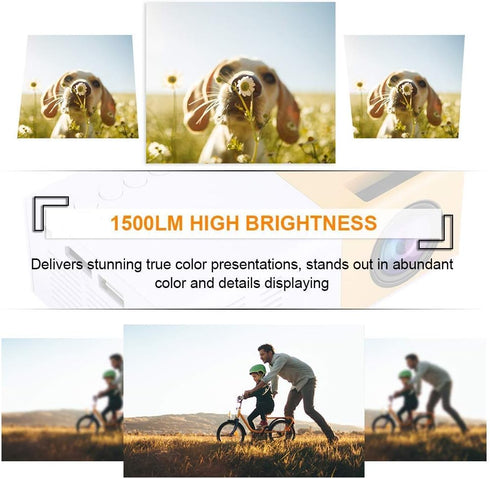Portable Video Projector, 1080P Full HD Mini Home Theater Projector, 30,000 Hrs LED Lamp Life, Compatible with HDMI/VGA