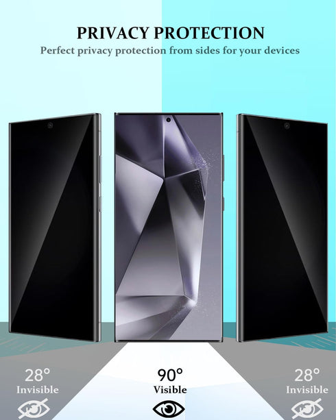Samsung Galaxy S24 Ultra Privacy Screen Protector - Tempered Glass with Camera Lens Protector, Anti-Spy, Fingerprint