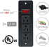 Recessed Power Strip, Countertop Grommet Desk Mountable Power Strip, Black Outlets for Cabinet Sofa Shelf, UL/ETL