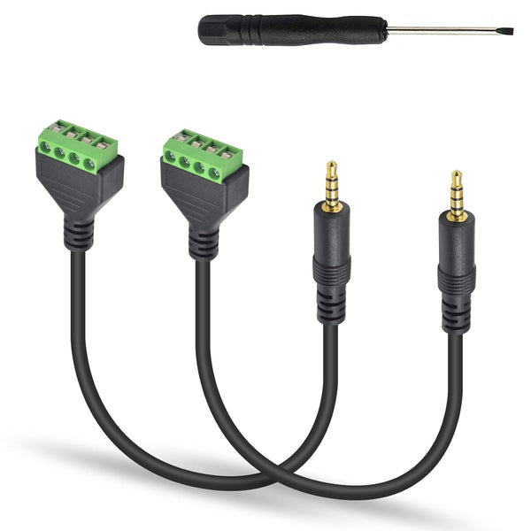 Poyiccot 2Pack 3.5mm Screw Terminal Block Cable, 3.5mm to Speaker Wire Adapter Cable, 30cm TRRS Stereo Male to 4