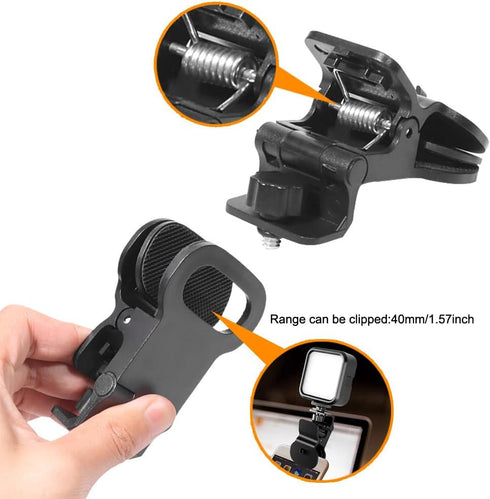2 Pack Selfie Light Clip Mount Holder with 1/4 Screw Connector for Monitor Camera Screen, Tripod, Tablet Video