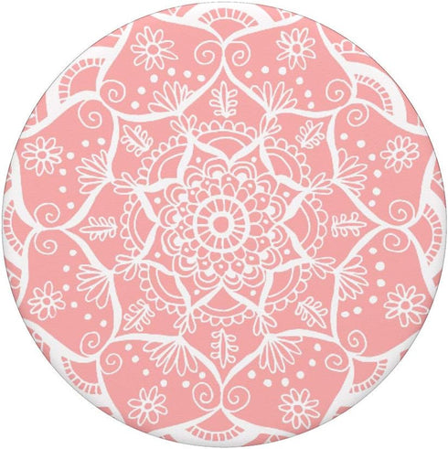 Pink Mandala Boho Chic Flower PopSockets Swappable PopGrip - Cute Bohemian Design