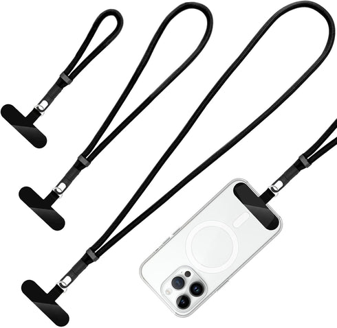 360 Rotatable Adjustable Phone Lanyard 3-Piece Set - Wrist/Neck/Crossbody Strap with Tether