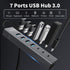 ABFCRTTW 4Ft 7-Port 3.0 4 3 5Gbps USB Hub for Desktop, USB-A & USB-C Ports Aluminium USB Extender Hub, USB Splitter
