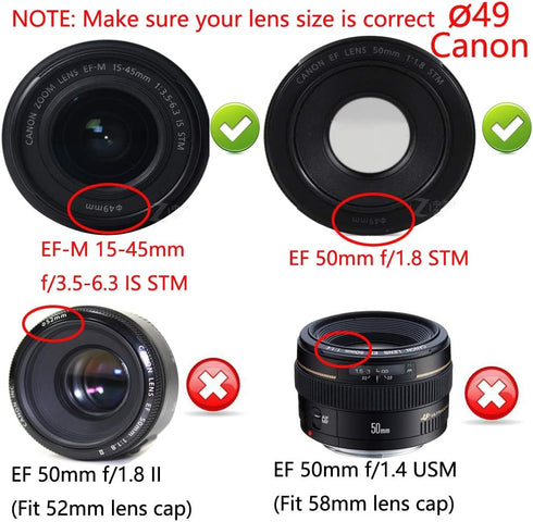 49mm-52mm Step Up Ring, 49mm Lens to 52mm Filter (2 Pack), WH1916 Camera Lens Filter Adapter Ring