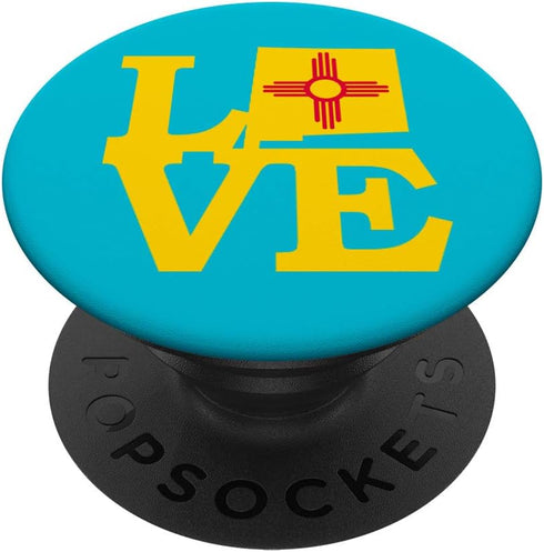 Vintage Retro LOVE NM Design PopSockets Grip and Stand for Phones and Tablets, New Mexico State Zia