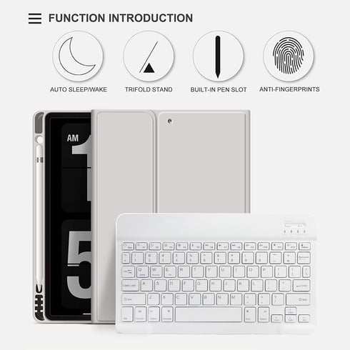 KENKE Case with Keyboard for iPad 9th/8th/7th Gen 10.2 inch, Detachable Wireless Bluetooth Keyboard Cover, Gray