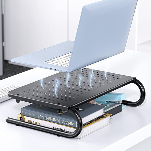 HUANUO Laptop Stand Riser for Desk, Desktop Computer Stand Organizer with Vented Metal, Laptop Shelf for PC, Printer