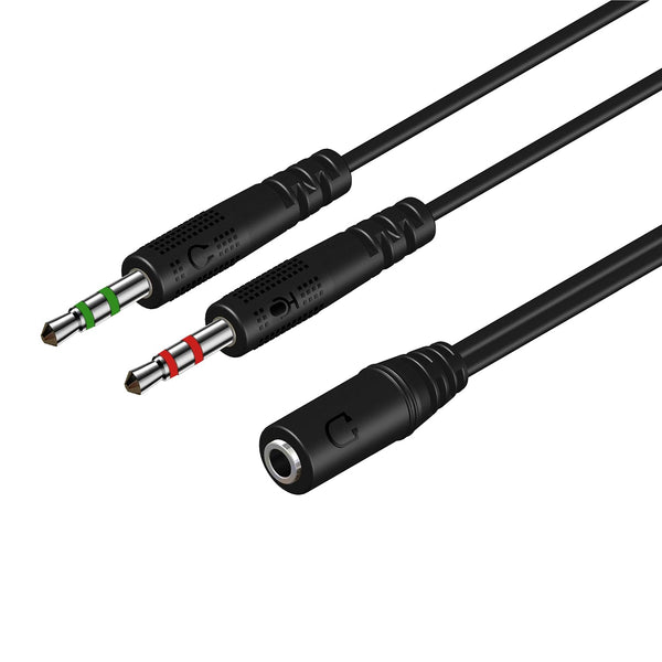 Headphone Splitter for PC, 3.5mm Female to Dual 3.5mm Male Mic Audio Stereo Jack Y Splitter Cable for Gaming Headset