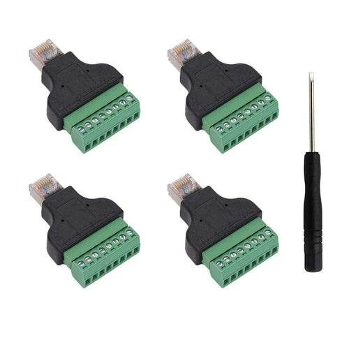Teansic 4PCS RJ45 Screw Terminal Adapter Block,RJ45 Ethernet Male to 8 Pin Connector