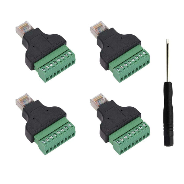 Teansic 4PCS RJ45 Screw Terminal Adapter Block,RJ45 Ethernet Male to 8 Pin Connector