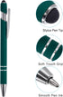 PATIKIL 6 Pack Ballpoint Pen with Stylus Tip, 2 in 1 Metal Pen, Black Ink 1.0mm Medium Point, Dark Green