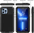 Lanhiem Heavy Duty Metal Case for iPhone 13 Pro Max, Shockproof Rugged Cover with Built-in Glass Screen Protector, 360