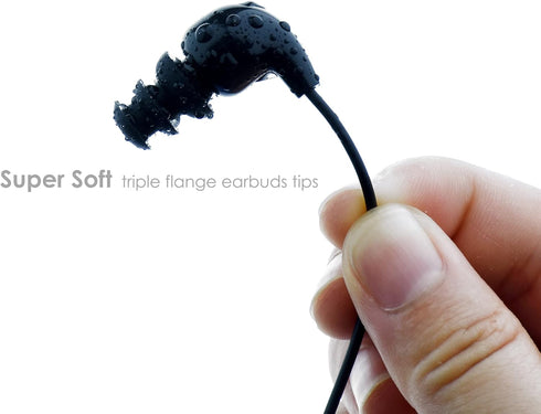 Black Short Cord Waterproof Earbuds for Swimming, 15-inch Wired 3.5mm Jack, Ideal for Diving, Snorkeling, Showering.