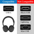 GEEKRIA USB Headphones, Vegan Leather Short Charger Cable Compatible with Sony WH-1000XM5 WH-1000XM4 WH-ULT900N