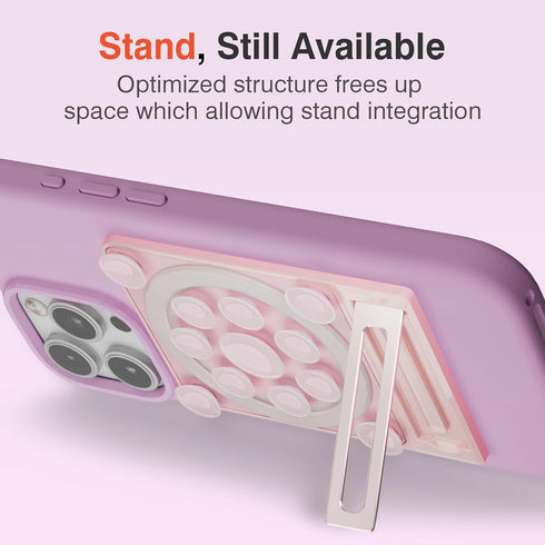 SEMBO Silicone Suction Phone Case Adhesive Sticky Grip Stand with Mag-Back for MagSafe Car/Wall Mounts, Strong Magnetic