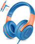 Kids Wired Headphones, Over-Ear Headphones with Microphone, 85/94dB Volume-Limiting, Foldable On-Ear Design for