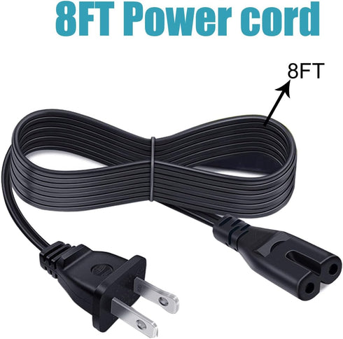 2 prong Power Cord 8ft Replacement for QFX PBX-61160 PBX-152 PBX-151 PBX-710700BTL PBX-100 PBX-61083 PBX-61155 PBX-61158 Portable Bluetooth Party Speaker System AC Cable