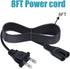 2 prong Power Cord 8ft Replacement for QFX PBX-61160 PBX-152 PBX-151 PBX-710700BTL PBX-100 PBX-61083 PBX-61155 PBX-61158 Portable Bluetooth Party Speaker System AC Cable