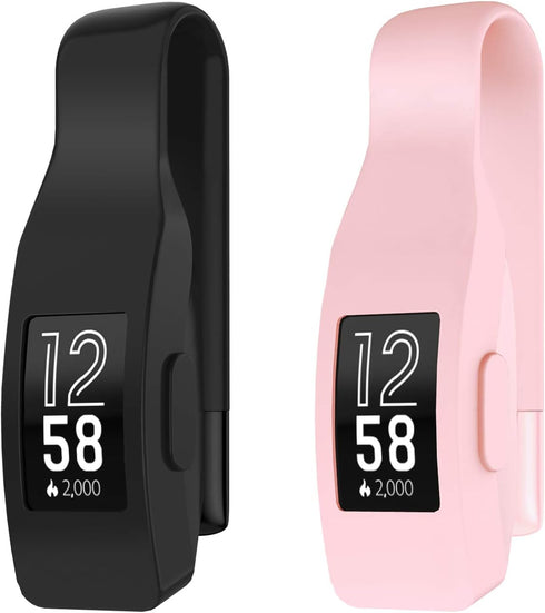 2-Pack Clip Holder Accessory for Fitbit Inspire or Inspire HR, Black + Soft Pink (not for Inspire 2)