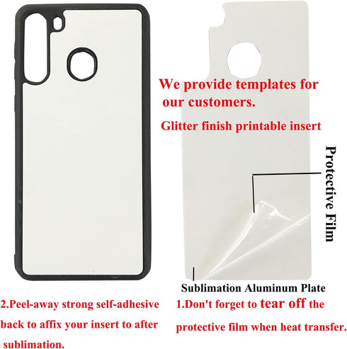5PCS Compatible with Samsung Galaxy A21 Sublimation Blanks Phone Case, 2 in 1 Soft Rubber TPU DIY Customize Cover
