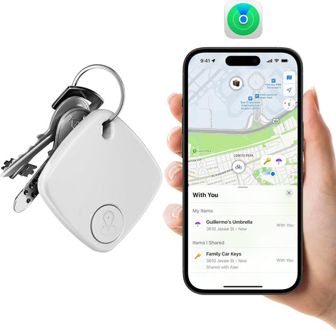 Find My Key Tracker S1, Works with Apple Find My, Bluetooth Trackers for Keys, Bags, Wallets, Luggage (S1 White)