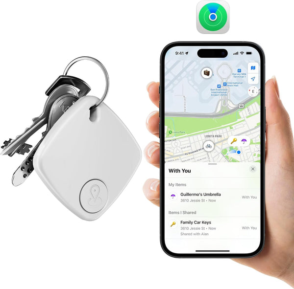 Find My Key Tracker S1, Works with Apple Find My, Bluetooth Trackers for Keys, Bags, Wallets, Luggage (S1 White)