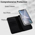 MONASAY Wallet Case for iPhone XR, 6.1-inch, Flip Folio Leather Cover with Credit Card Holder, Black, Glass Protector