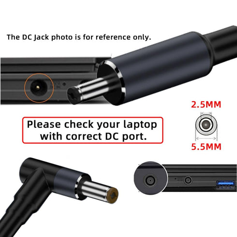 chenyang USB C to DC 5.5x2.5mm 20V Power Cable for 65W, 100W, 135W, 140W PD Charge for Laptop