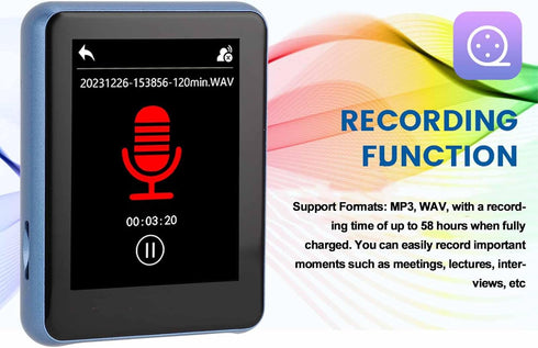 VBESTLIFE MP3 5.0, 2.4inch Mp3 Mp4 Player with Bluetooth Touch Screen Music Player Built in HD Speaker, FM Radio, Voice