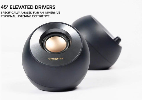 Creative Pebble V2 - Minimalistic 2.0 USB-C Powered Desktop Speakers, 3.5 mm AUX-in, Up to 8W RMS Power (Black)