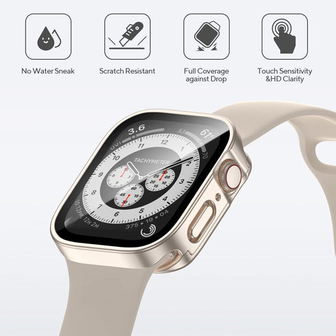 4 Pack Waterproof Case for Apple Watch 45mm Series 9/8/7, 2 in 1 Full Coverage Bumper Protective Cover with Screen