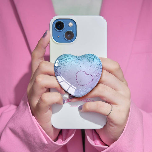 Expanding Heart Glass Mobile Phone Grip Holder for Smartphones, Collapsible Cell Phone Stand (Purple Blue Heart)