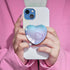Expanding Heart Glass Mobile Phone Grip Holder for Smartphones, Collapsible Cell Phone Stand (Purple Blue Heart)