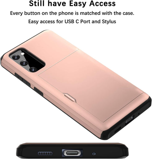 Jiunai for Samsung Galaxy S20 FE Case, Card Holder Wallet for 2 Cards, Protective Dual Layer Rubber Cover
