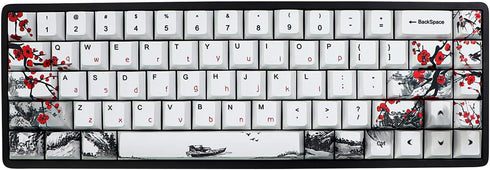 JSJT Plum Blossom Keycaps 135 Keys PBT Dye Sublimation Custom Keycaps with Keycap Puller for Mechanical Keyboard