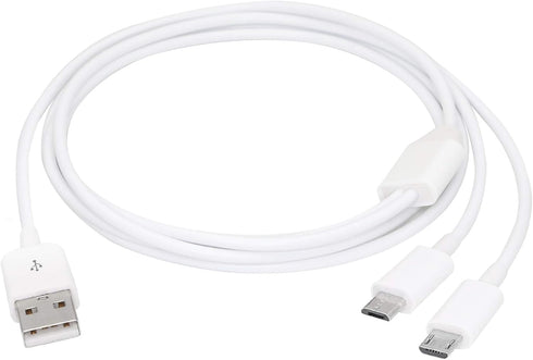 CERRXIAN 3Ft USB 2.0 Type A Male to 2 Micro USB Male Splitter Y Data Charge Connector Adapter Cable (White)
