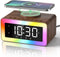 Alarm Clock with Wireless Charging, Bluetooth Speaker, White/Brown Noise Sound Machine Night
