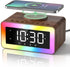 Alarm Clock with Wireless Charging, Bluetooth Speaker, White/Brown Noise Sound Machine Night