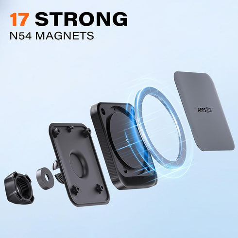 APPS2Car for MagSafe Car Mount Dashboard Windshield Magnetic Car Phone Holder for iPhone with Enlarged Suction Cup Mag Safe Car Holder Compatible with iPhone 15 14 13 12 Pro Max Plus Mini MagSafe Case