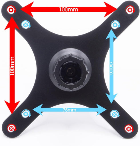Kado 17mm 100x100mm 75x75mm, M4 Set Portable Monitor Mounting Adapter Bracket Plate Black, Ball Head to Screw Wall