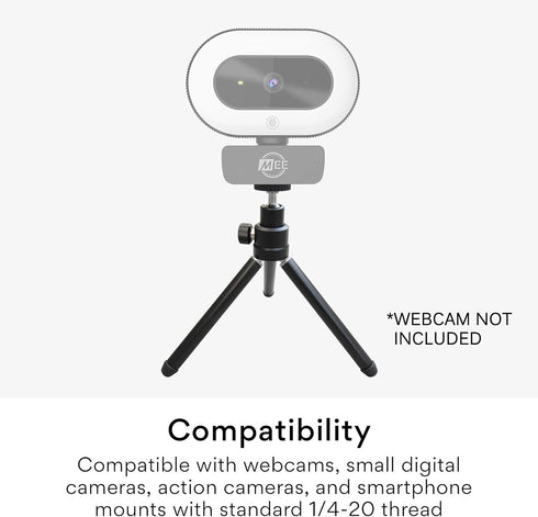 MEE audio Mini Tripod for Webcams and Small Cameras, Flexible Portable Stand for Logitech Webcam C920 C922