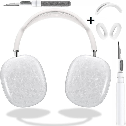 Cute Glitter AirPods Max Case with Cleaner Kit, Anti-Scratch Shell Pattern Cover for Ear Pads, Cups, and Headband -