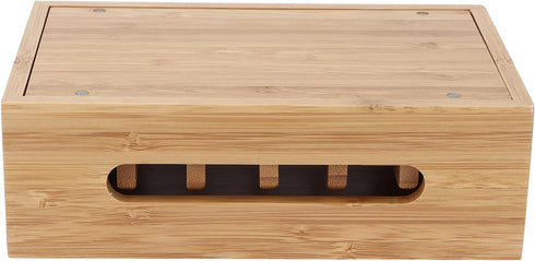 Bamboo Charging Station Rack for Multiple Devices, Universal Docking Station USB Multi-Charger Organizer Compatible